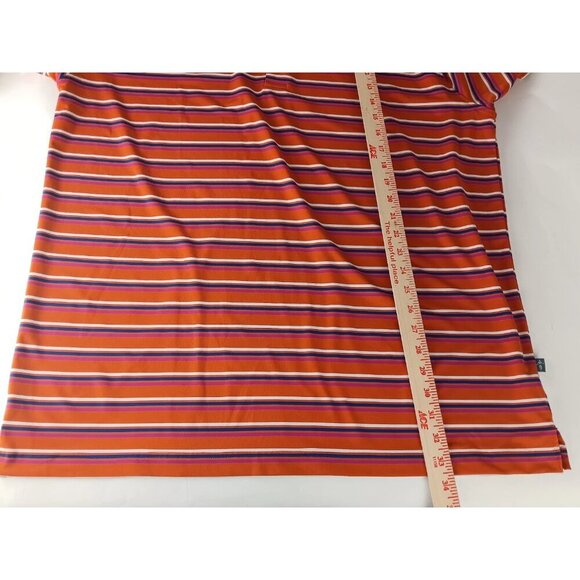 Alan Flusser Mens Polo Short Orange Striped Stretch Short Sleeve Size XL - Picture 8 of 8